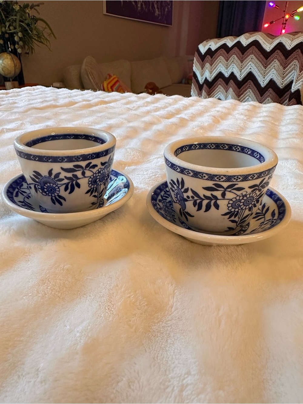 Blue And White Floral Ceramic Cup and Saucer Set Sterling China Made For York